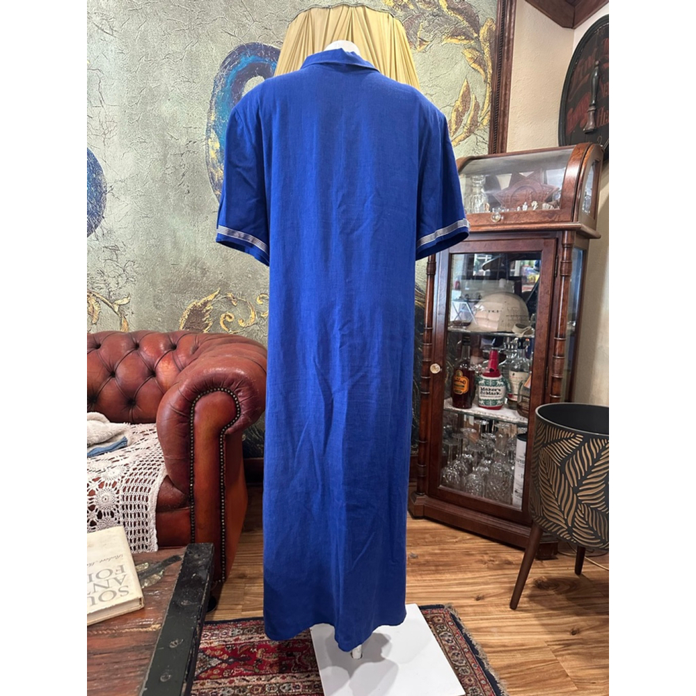 Melissa Harper Blue Linen Rayon Maxi Dress 22W - Picture 5 of 11